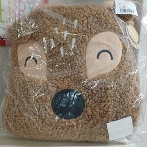 Santa Reindeer Pillow Embroidered Christmas Deer 15×16 NEW